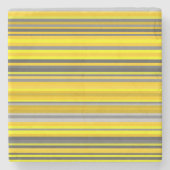 Gelbe und graue Linien/Streifen-Muster Steinuntersetzer (Vorderseite)