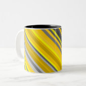 Gelbe und graue Linien/Streifen-Muster Zweifarbige Tasse (Vorderseite Links)