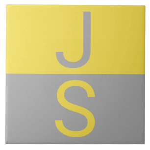 Gelbe und graue moderne Anfangsbuchstaben-Monogram Fliese