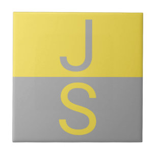 Gelbe und graue moderne Anfangsbuchstaben-Monogram Fliese