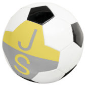 Gelbe und graue moderne Anfangsbuchstaben-Monogram Fußball (Dreiviertel)