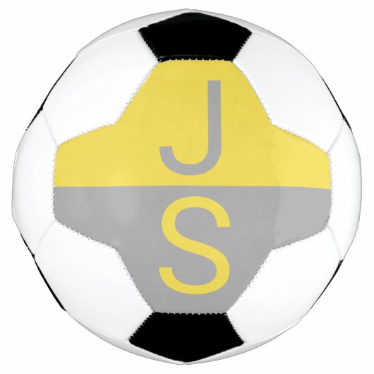 Gelbe und graue moderne Anfangsbuchstaben-Monogram Fußball (Vorderseite)