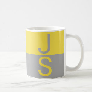 Gelbe und graue moderne Anfangsbuchstaben-Monogram Kaffeetasse