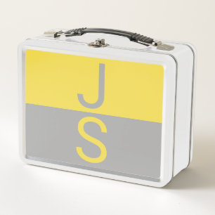 Gelbe und graue moderne Anfangsbuchstaben-Monogram Metall Brotdose