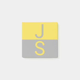 Gelbe und graue moderne Anfangsbuchstaben-Monogram Post-it Klebezettel