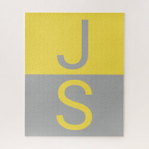 Gelbe und graue moderne Anfangsbuchstaben-Monogram Puzzle