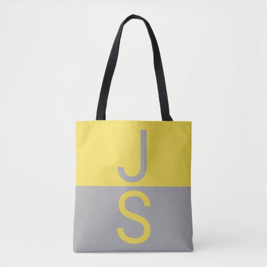 Gelbe und graue moderne Anfangsbuchstaben-Monogram Tasche (Vorderseite)