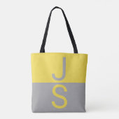 Gelbe und graue moderne Anfangsbuchstaben-Monogram Tasche (Rückseite)