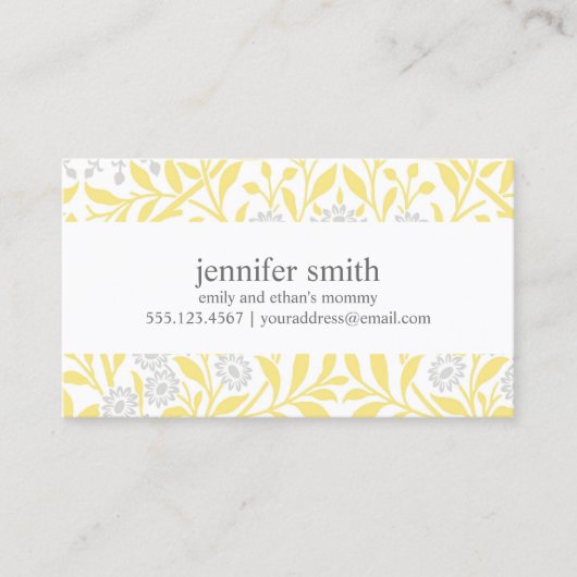 Gelbe und graue Mommy Cards Telefonnummerkarte (Vorderseite)