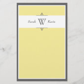 Gelbe und graue Monogramm Briefpapier (Vorderseite)