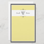 Gelbe und graue Monogramm Briefpapier (Vorne/Hinten)