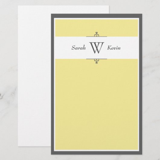 Gelbe und graue Monogramm Briefpapier (Vorne/Hinten)