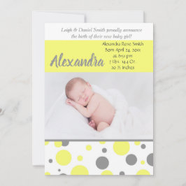 Gelbe und graue Polka-Punkte | Foto Birth Ankündigung