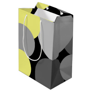Gelbe und graue Polka-Punkte Mittlere Geschenktüte