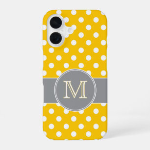 Gelbe und graue Punkte monogrammiert iPhone 16 Hülle