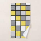Gelbe und graue Quadrate Badhandtuch Set (Handtuch)