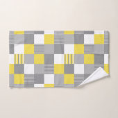 Gelbe und graue Quadrate und Streifen Badhandtuch Set (Handtuch)