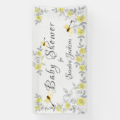 Gelbe und graue Rose Dragonfly Babydusche Bann Banner (Vertikal)