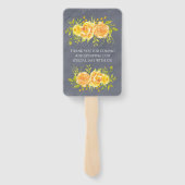 Gelbe und graue Rose Peony Wedding Hand Fan Fächer (Rückseite)