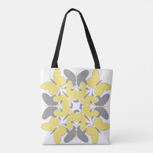 Gelbe und graue Schmetterlinge Tasche (Rückseite)