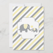Gelbe und graue Streifen Baby Elephant | Babydusch Einladung (Rückseite)