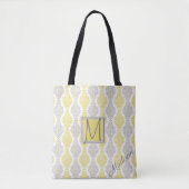 Gelbe und graue Trendy Monogram Tasche (Vorderseite)
