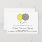 Gelbe und graue Twin Monogram Hochzeitskarte Begleitkarte (Vorne/Hinten)