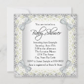 Gelbe und graue Vintage Babymädchendusche Einladung (Rückseite)