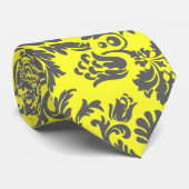 Gelbe und graue Vintage Blütenmasken Krawatte (Gerollt)