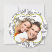 Gelbe und graue Vintage Vogelmatte Einladung (Vorderseite)