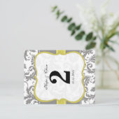 Gelbe und graue Vintage Vogelmatte Postkarte (Stehend Vorderseite)