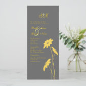 Gelbe und graue Wildblumen Hochzeitsreise Einladung (Stehend Vorderseite)