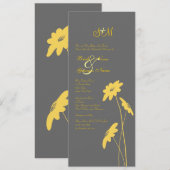 Gelbe und graue Wildblumen Hochzeitsreise Einladung (Vorne/Hinten)