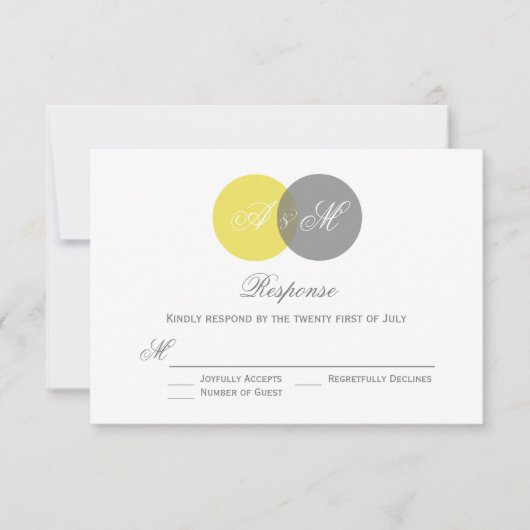 Gelbe und graue Zwillingspaare Hochzeitskarte RSVP Karte (Vorderseite)