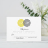 Gelbe und graue Zwillingspaare Hochzeitskarte RSVP Karte (Stehend Vorderseite)
