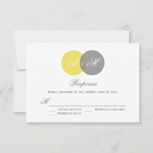 Gelbe und graue Zwillingspaare Hochzeitskarte RSVP Karte