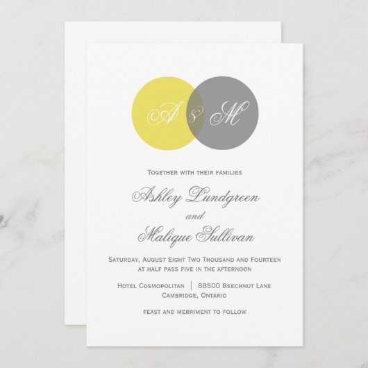 Gelbe und graue Zwillingsprogrammen Einladung zur (Vorne/Hinten)