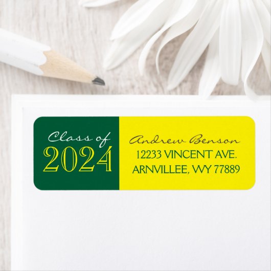 Gelbe und grüne Abschluss Rücksendeadressen-Aufkle (Insitu)