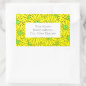 Gelbe und grüne Abstrakte Daisy-Muster Rechteckiger Aufkleber (Tasche)