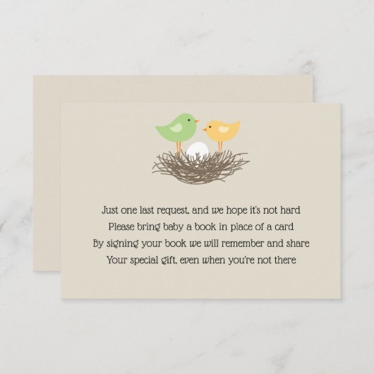 Gelbe und grüne Baby-Bird-Nest-Beilage Begleitkarte (Vorne/Hinten)