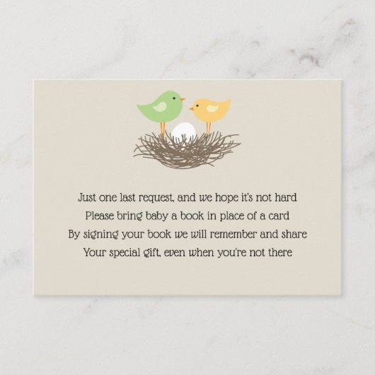 Gelbe und grüne Baby-Bird-Nest-Beilage Begleitkarte (Vorderseite)