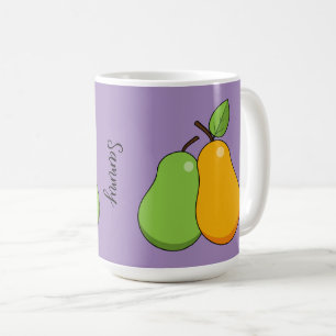 Gelbe und grüne Birnen Name hinzufügen Kaffeetasse