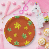 Gelbe und grüne Blätter im Herbst Pappteller (Party)