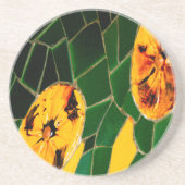 Gelbe und grüne Blume Mosaik Getränkeuntersetzer (Vorne)