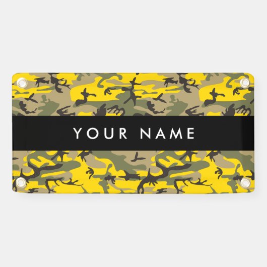 Gelbe und grüne Camouflage Ihr Name personalisiere Banner (Horizontal)
