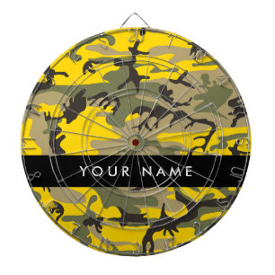 Gelbe und grüne Camouflage Ihr Name personalisiere Dartscheibe