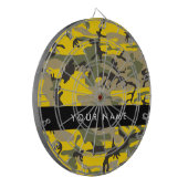 Gelbe und grüne Camouflage Ihr Name personalisiere Dartscheibe (Vorderseite Links)