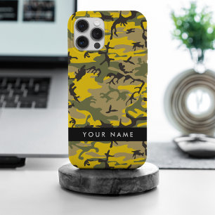 Gelbe und grüne Camouflage Ihr Name personalisiere iPhone 15 Pro Max Hülle