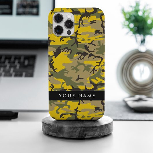 Gelbe und grüne Camouflage Ihr Name personalisiere iPhone Hülle