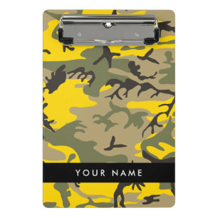 Gelbe und grüne Camouflage Ihr Name personalisiere Mini Klemmbrett